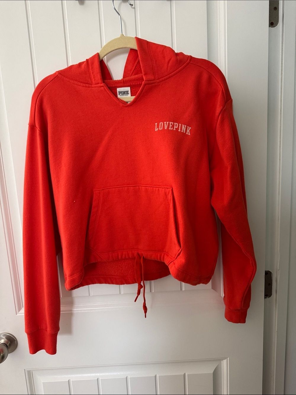 PINK Victoria's Secret Orange LOVE PINK' Hoodie Sweater
